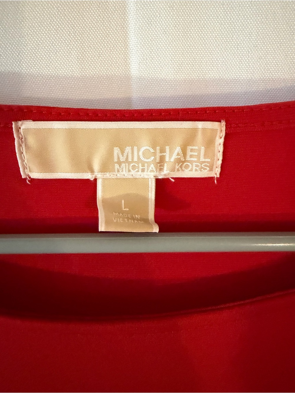 Michael Kors Red Short-Sleeve Tie-Detail Women's Top - Picture 2 of 5